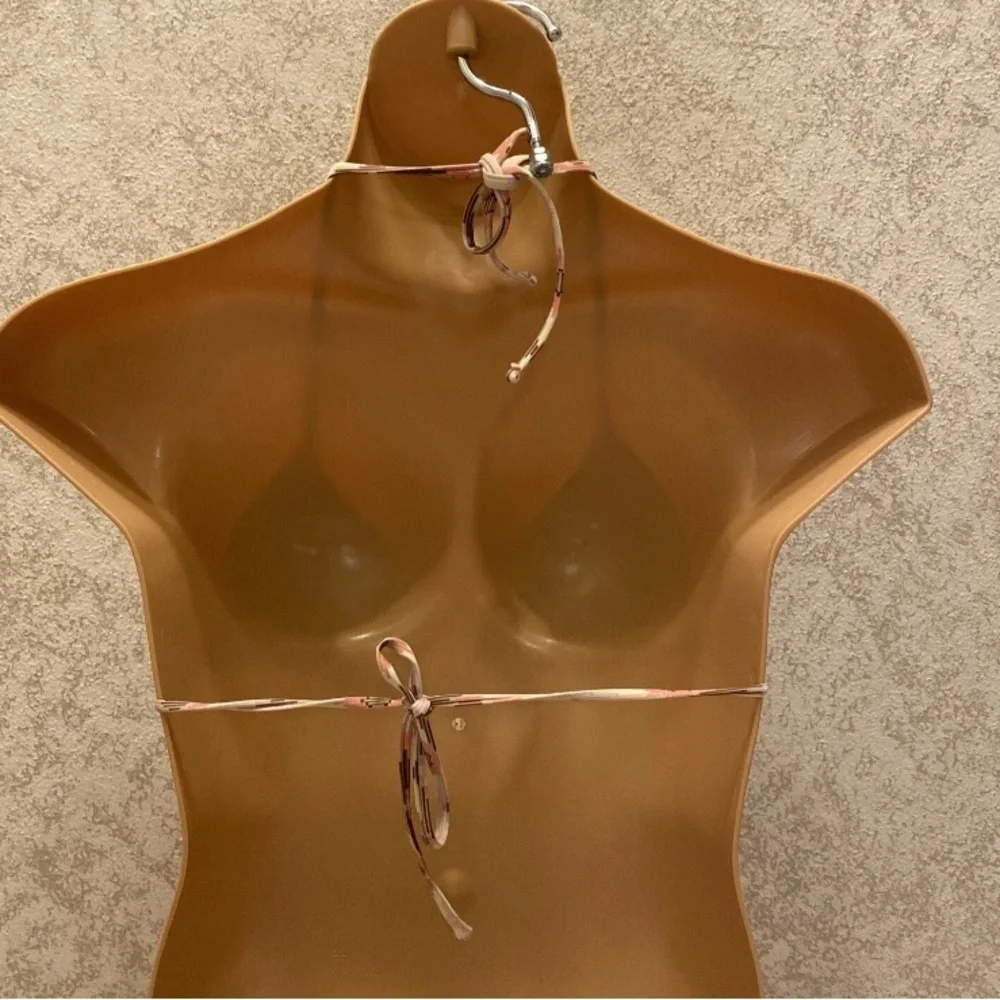 Xhilaration Pink and Brown Patterned Beaded Bikini Top
